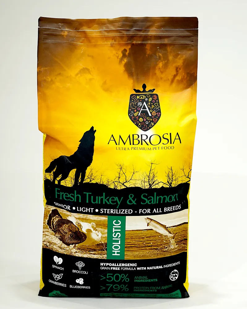 AMBROSIA Senior All Breeds (Индейка, лосось)