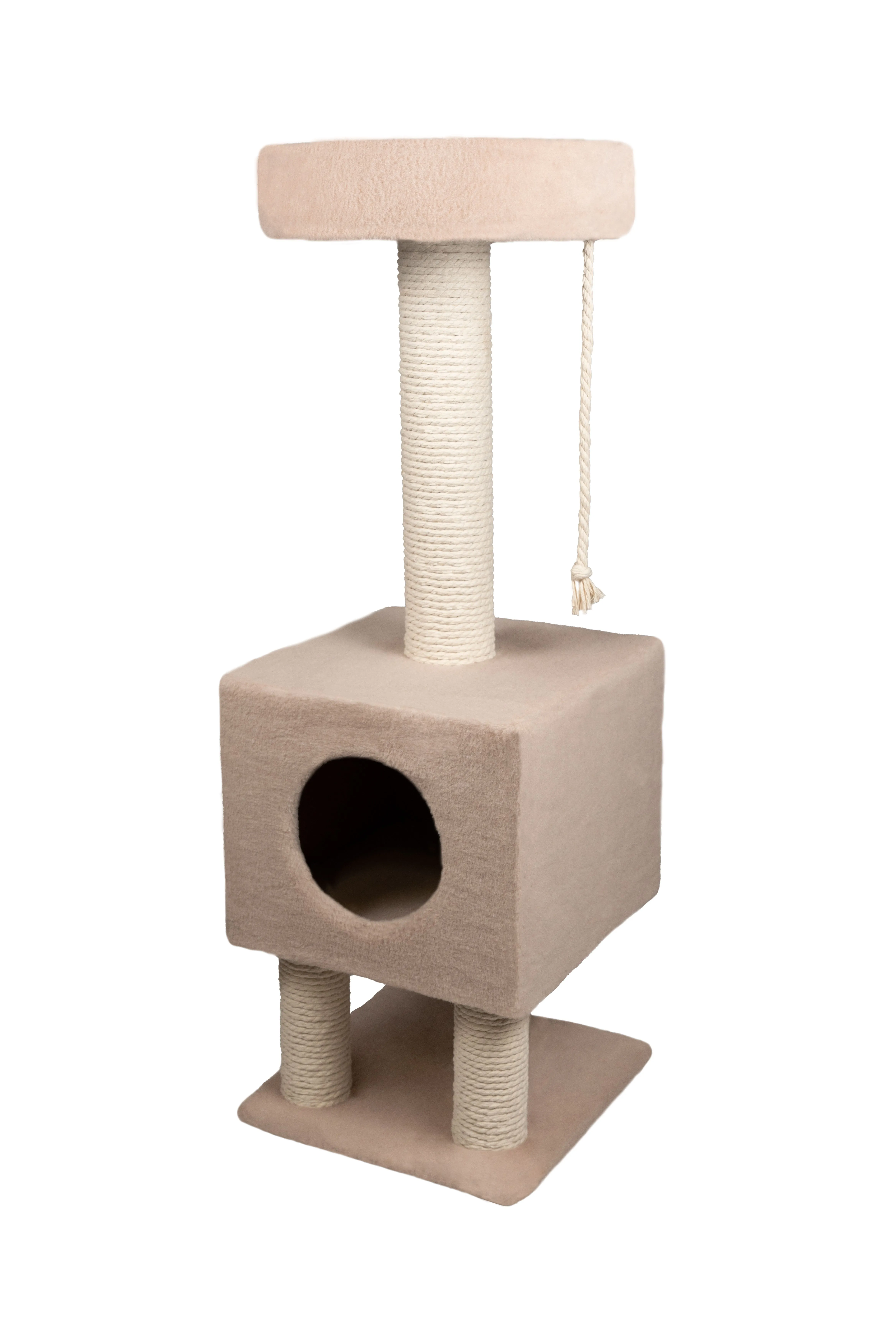 Cat House Когтеточка "Домик на ножках", 105 см, хлопок Бежевая