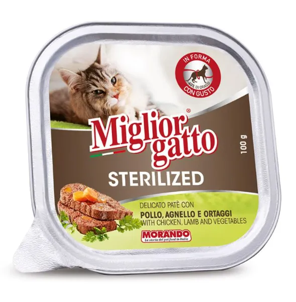 Miglior Gatto Sterilized Паштет с курицей, ягненком, овощами