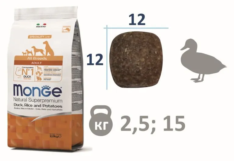 Monge Dog Speciality Adult All Breeds (Утка,рис,картофель)