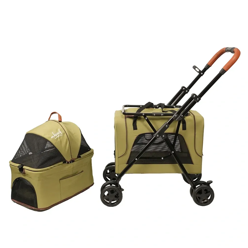 Mr.Kranch Коляска прогулочная для собак и кошек двойная оливковая
