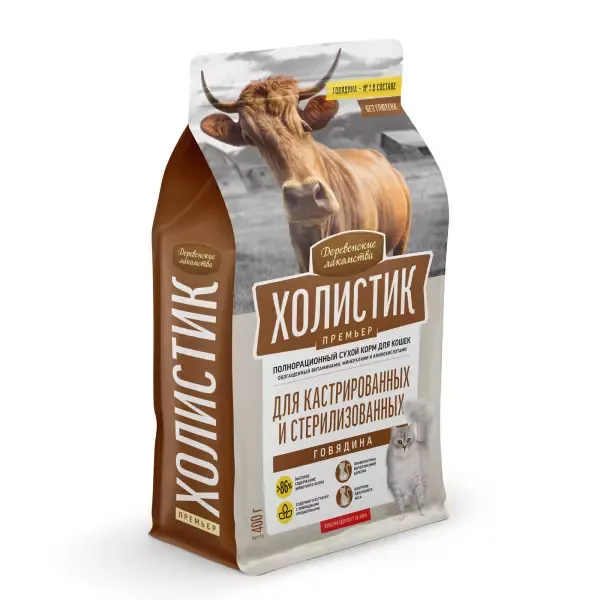 Деревенские лакомства Холистик Премьер для стерилизованных кошек (Говядина)