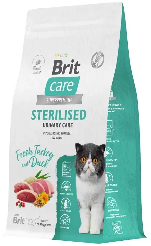 Корм Brit Care Cat Sterilised Urinary Care (Индейка, утка) для кошек