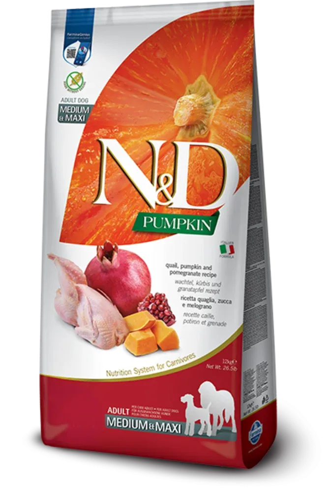 Farmina N&D Pumpkin GF Adult Medium & Maxi (Тыква, перепел, гранат)