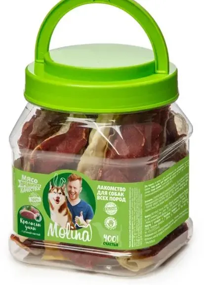 Molina Лакомство для собак Кроличьи ушки с утиной пастой