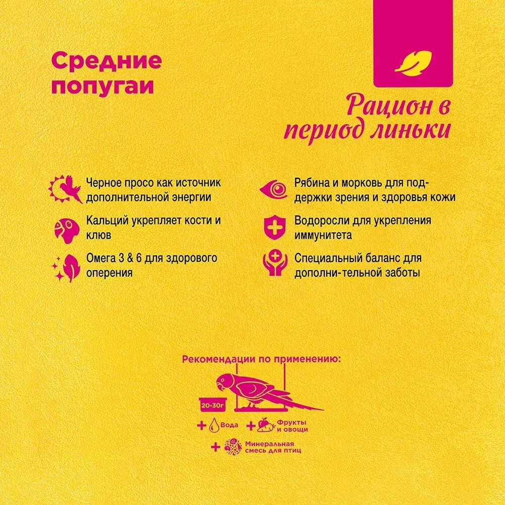 RIO Корм для средних попугаев (линька)