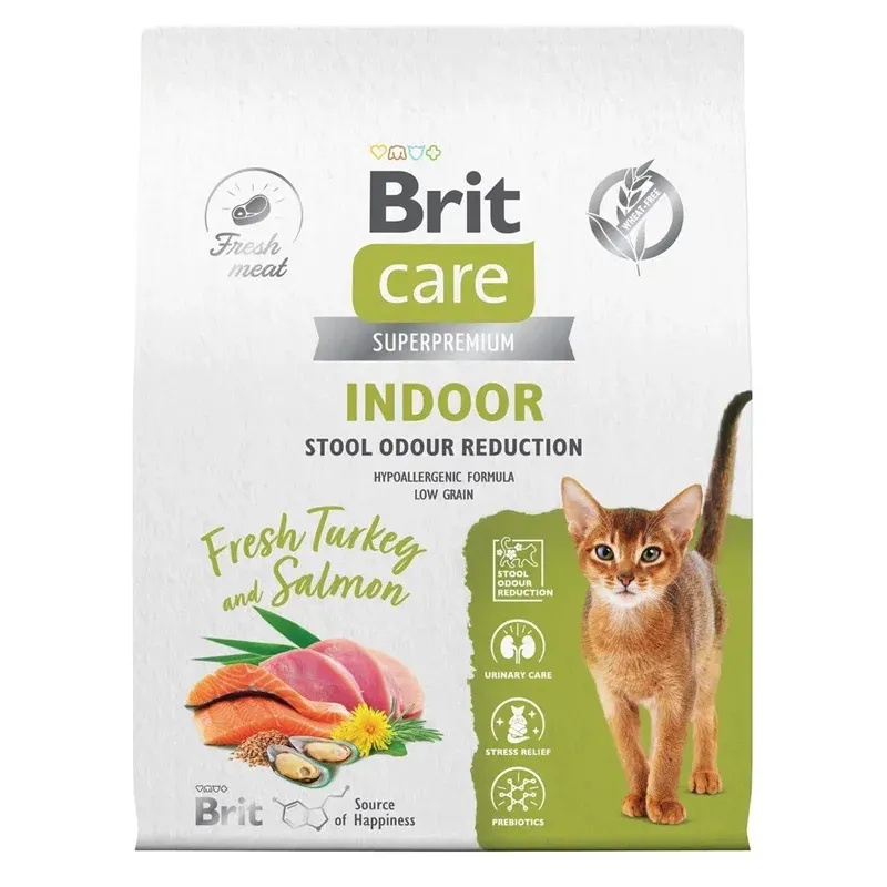 Brit Care Cat Indoor Stool Odour Reduction (Индейка, лосось)