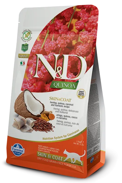 Корм Farmina N&D GF Quinoa Skin & Coat Cat (Сельдь и кокос) для кошек