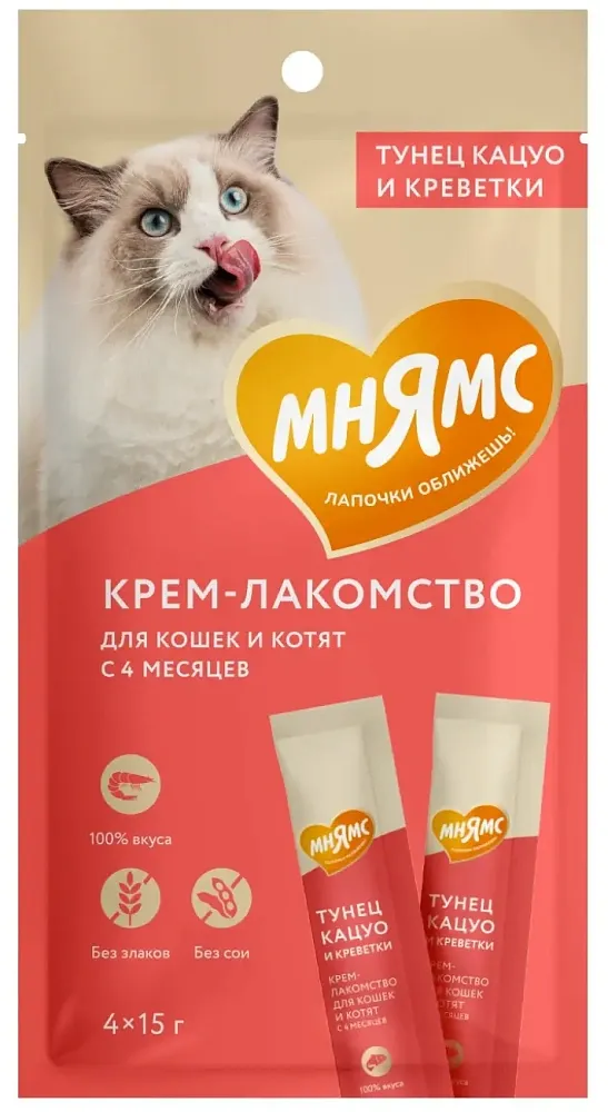 Мнямс Крем-лакомство с тунцом Кацуо и креветками