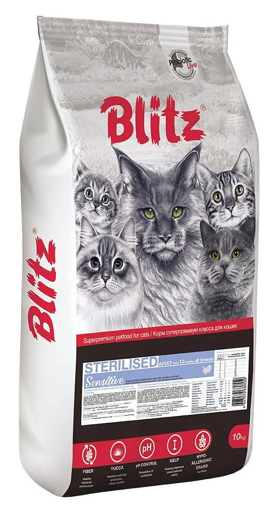 BLITZ Sensitive Adult Sterilised Cat (Индейка)