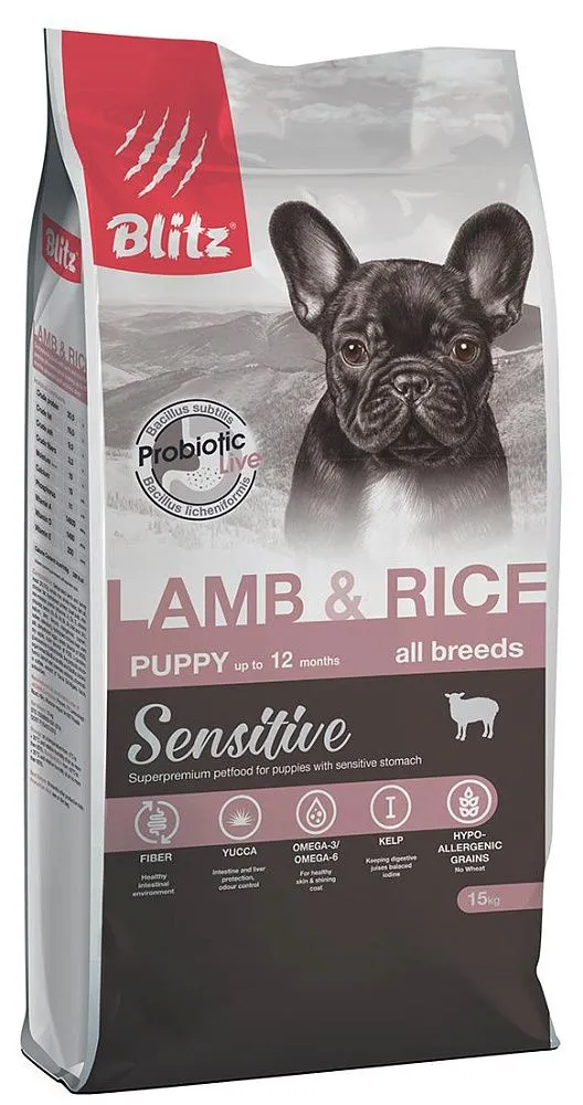 BLITZ Sensitive Puppy (Ягненок, рис)