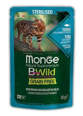 Monge Пауч BWild GF Sterilised Cat (Тунец, овощи), 85 г