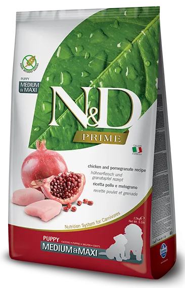 Farmina N&D Prime GF Puppy Medium & Maxi (Курица и гранат)