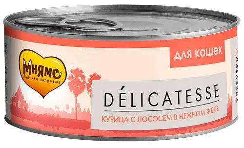 Мнямс Delicatesse Курица с лососем в нежном желе для кошек