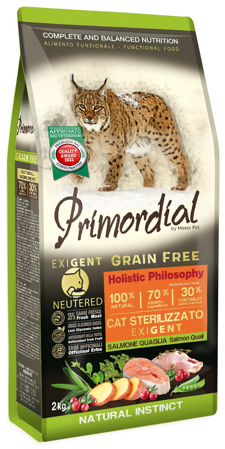 Primordial Cat Adult Neutered EXIGENT (Перепёлка, лосось)