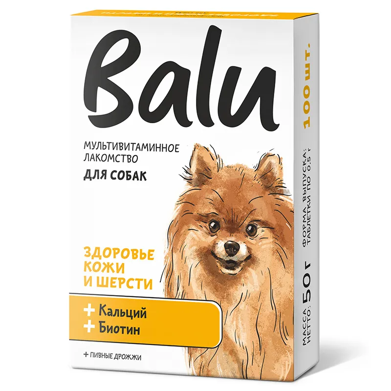 BALU Здоровье кожи и шерсти Лакомство мультивитаминное для собак