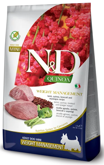 Farmina N&D Quinoa Adult Mini Weight Management (Ягненок, киноа, брокколи, спаржа) 800 г