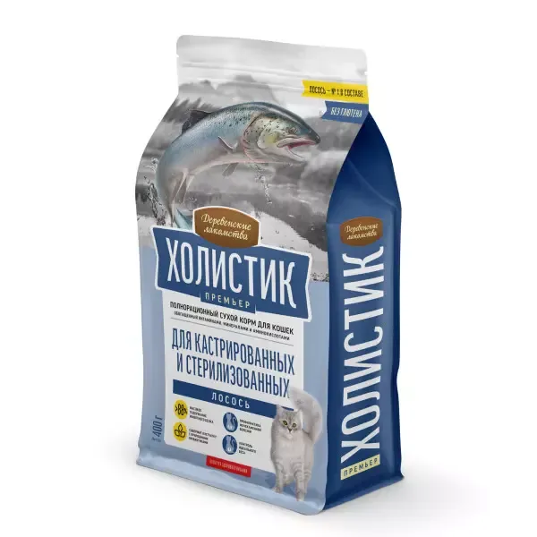 Деревенские лакомства Холистик Премьер для стерилизованных кошек (Лосось)