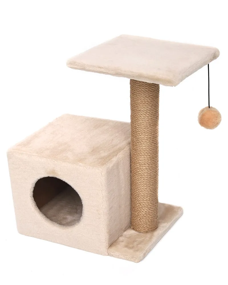 Cat House Когтеточка "Домик с боковой полкой", 58 см, джут