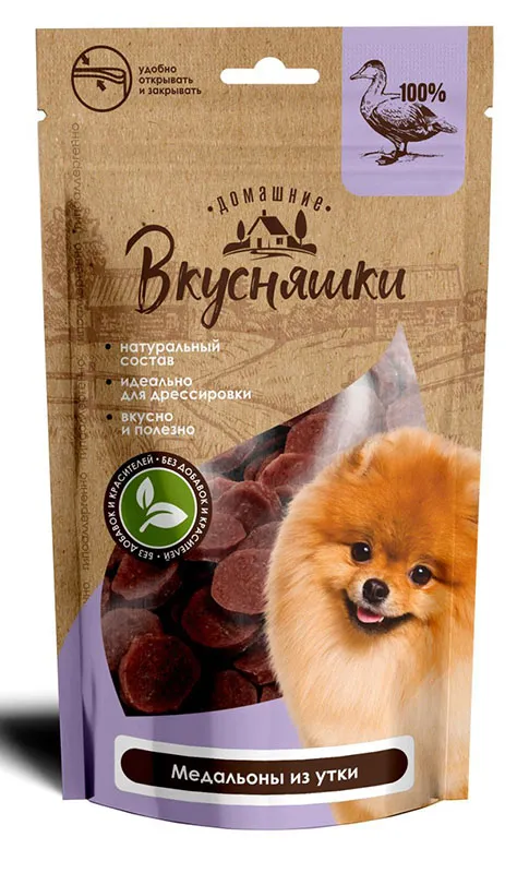 Домашние вкусняшки Лакомство Медальоны из утки