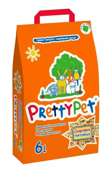 PrettyPet Наполнитель древесный с морковными чипсами