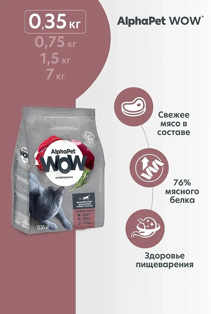 AlphaPet WOW Superpremium Cat Indoor (Говядина с печенью)