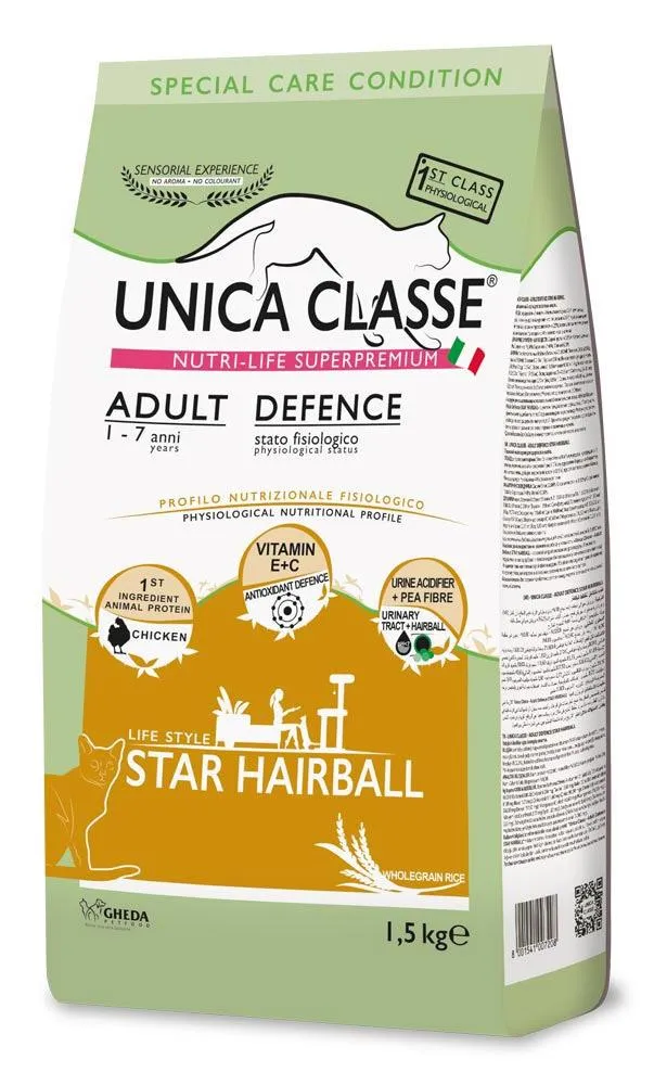 Unica Classe Adult Defence Star Hairball (Курица) 1,5 кг