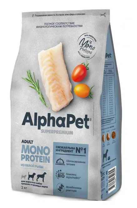 AlphaPet Monoprotein Dog Medium&Maxi Adult (Белая рыба)