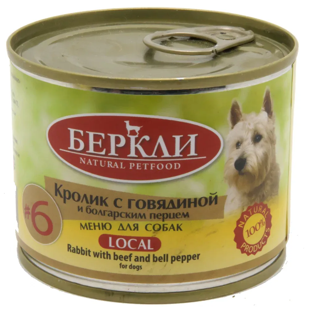 Berkley Local для собак №6 (Кролик, говядина с болгарским перцем)