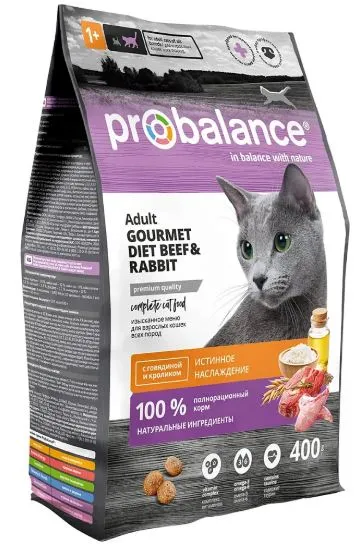 Probalance Cat Gourmet diet Adult Beef & Rabbit для кошек