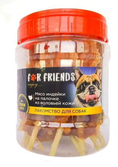 For Friends Мясо индейки на палочке из воловьей кожи