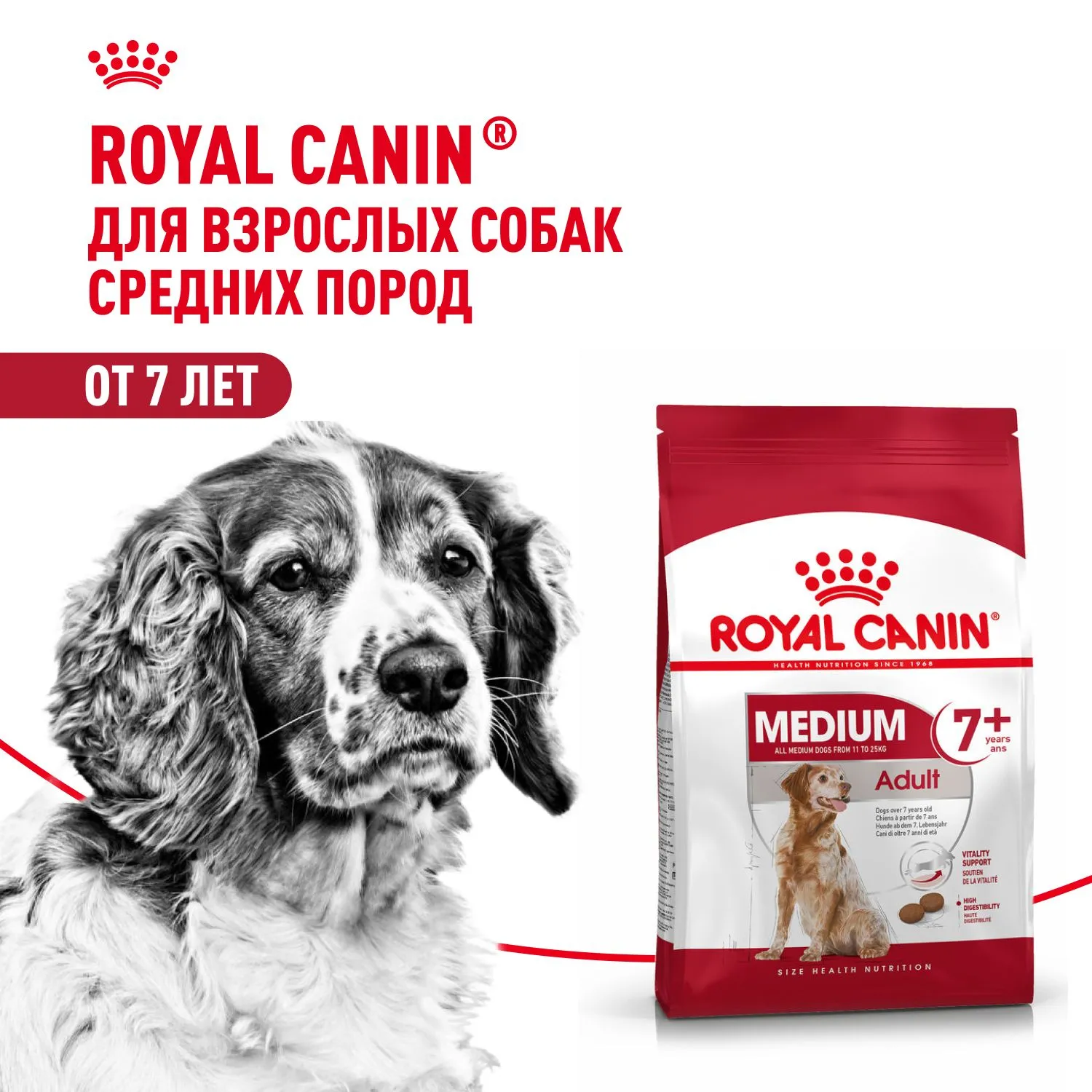 Корм Royal Canin Medium Adult 7+ для собак средних размеров от 7 лет и старше
