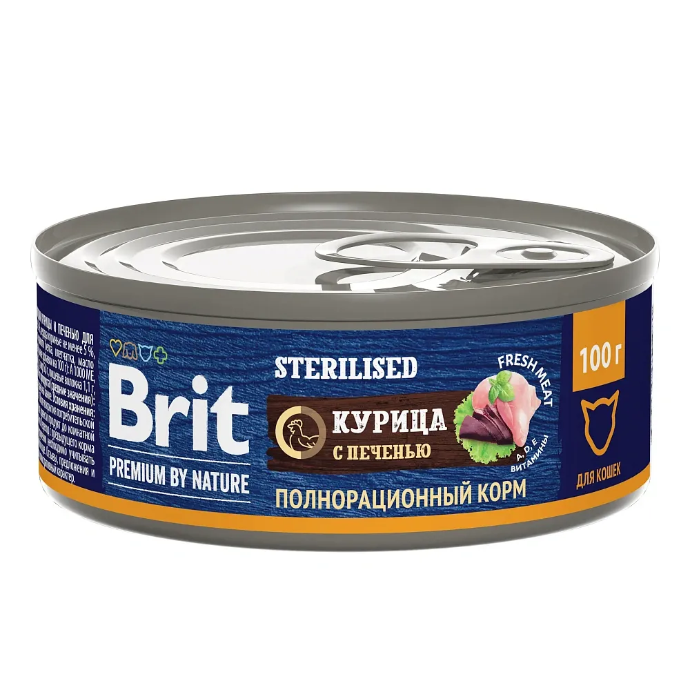 Brit Premium by Nature консервы для стерилизованных кошек (Курица и печень)