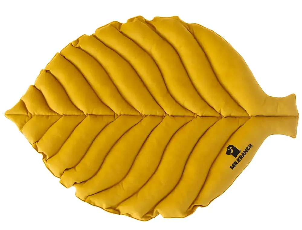 Mr.Kranch Лежанка двухстороняя c имитацией кожи Листочек, охра