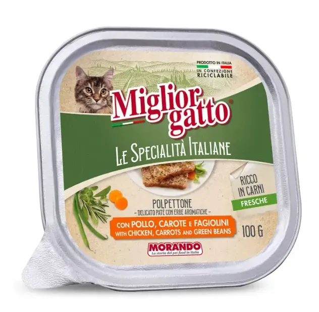 Miglior gatto Le Specialità Italiane Паштет с курицей, морковью и фасолью