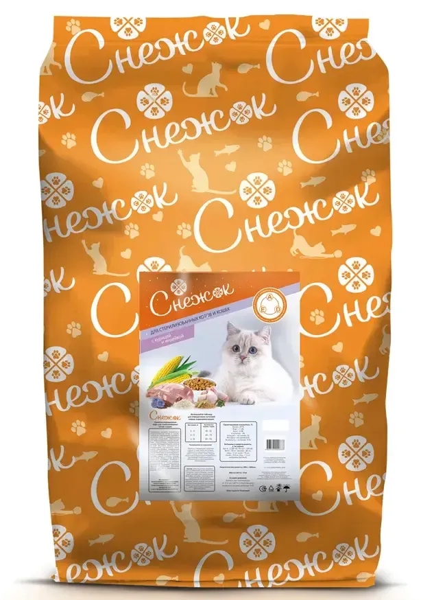 Снежок для стерилизованных кошек (Курица, индейка), 10 кг