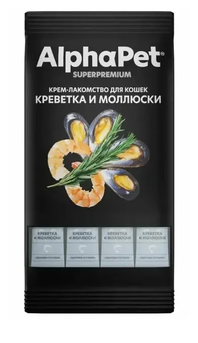 AlphaPet Superpremium Крем-лакомство с креветкой и моллюсками