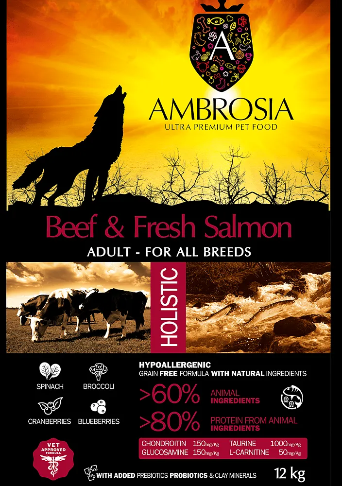 AMBROSIA Adult All Breeds (Говядина, лосось)