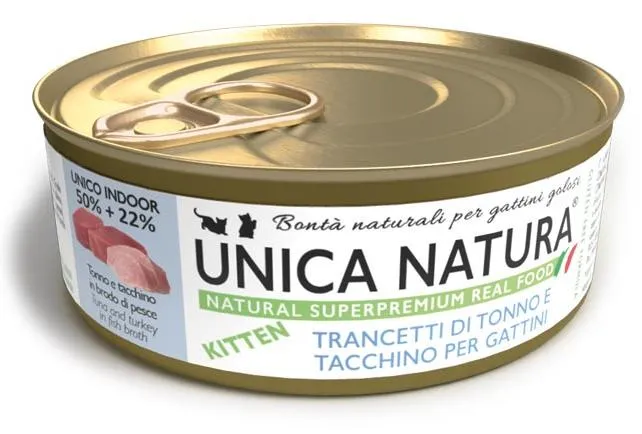 Unica Natura UNICO INDOOR Ломтики тунца и индейки для котят