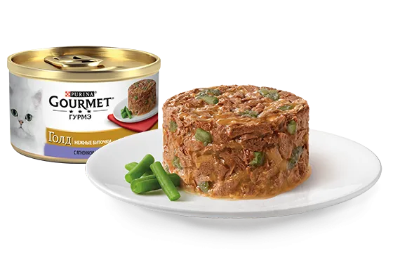 Gourmet Голд Нежные биточки с ягненком и зеленой фасолью, 85 г