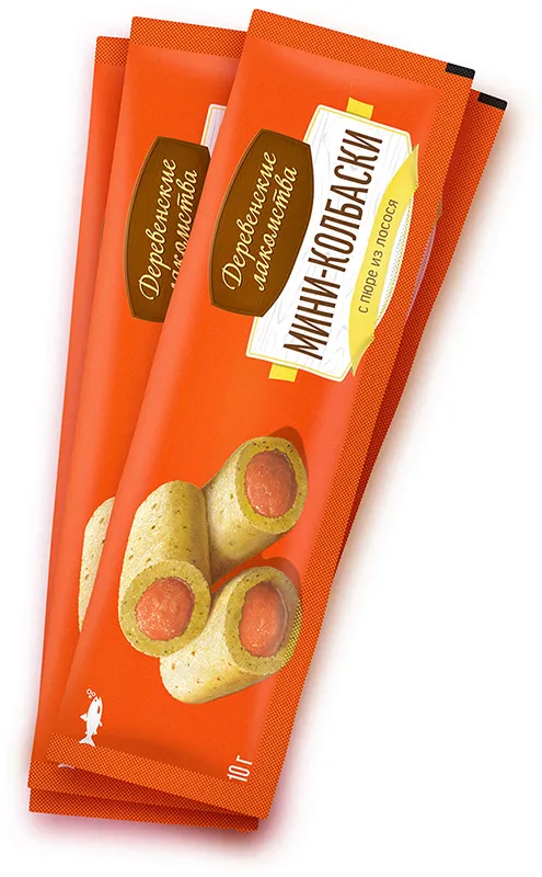 Мини-колбаски с пюре из лосося для кошек