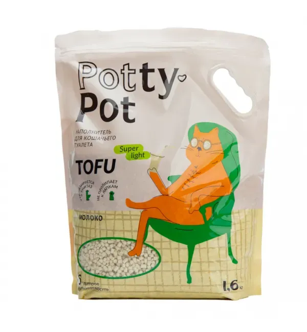 Potty-Pot Наполнитель ТОФУ Супер лайт Молоко