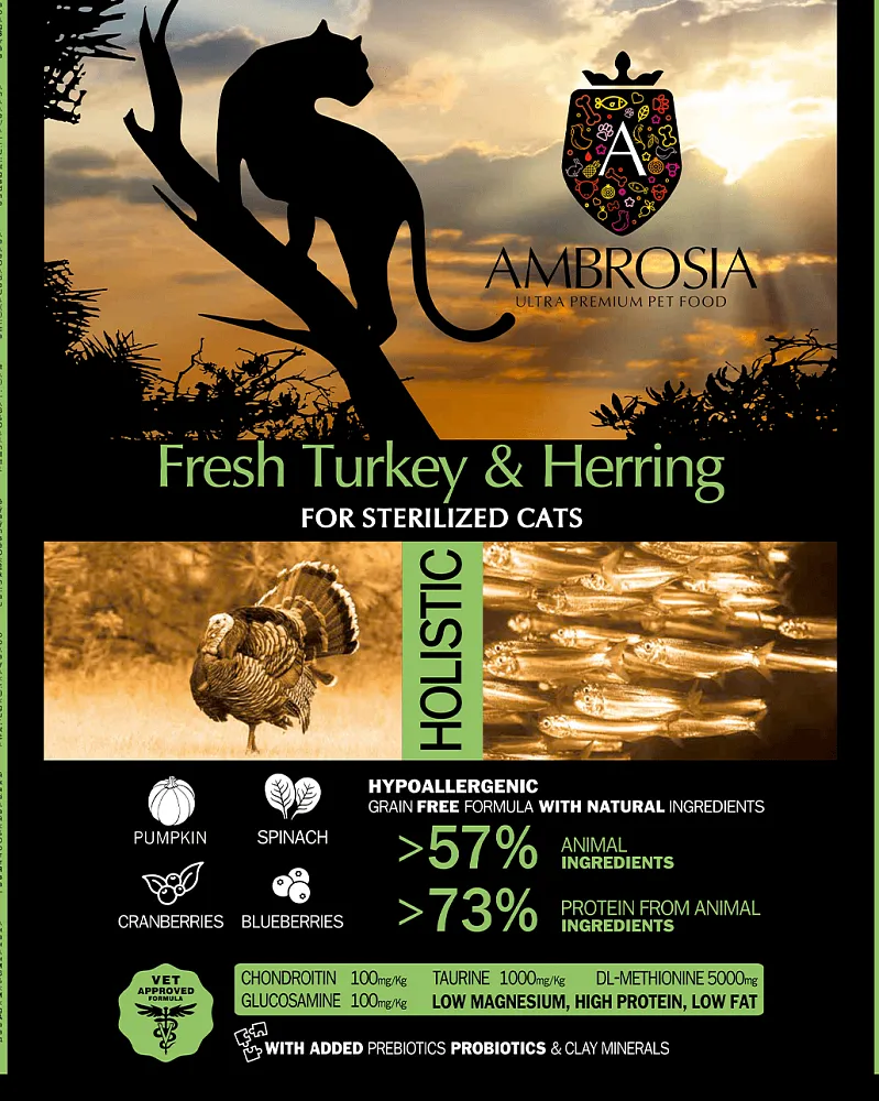 AMBROSIA Sterilized Cat (Индейка, сельдь)