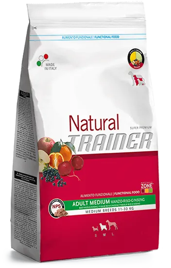 Trainer Natural Adult Medium (Говядина, рис, женьшень)