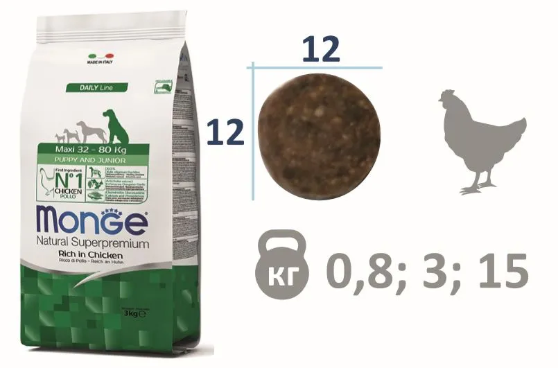 Monge Dog Daily Maxi Puppy&Junior (курица, рис)