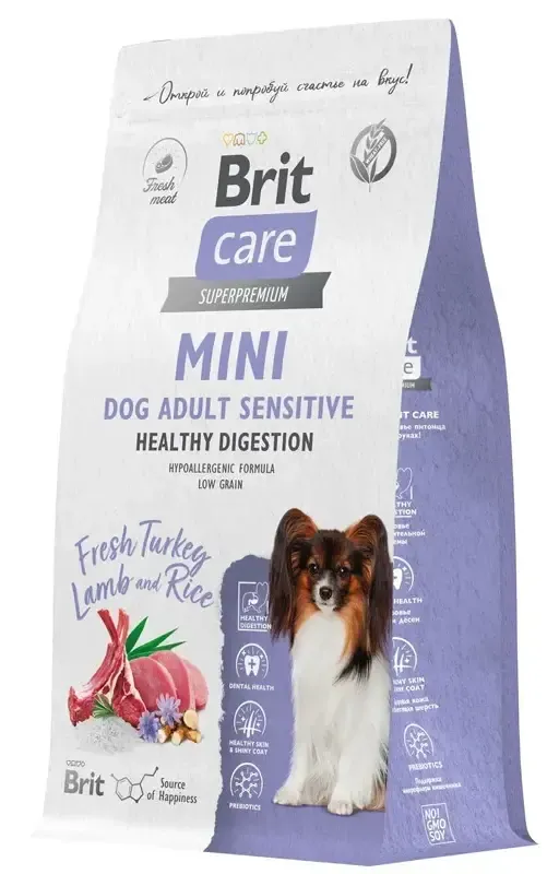 Корм Brit Care Adult Mini Sensitive Healthy Digestion (Индейка и ягненок) для собак