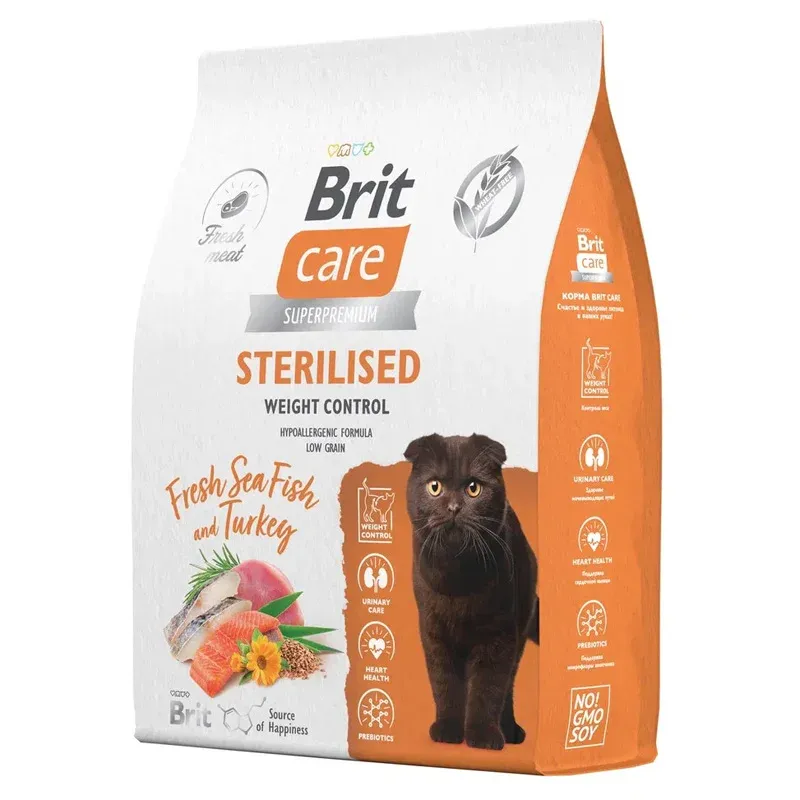 Brit Care Cat Sterilised Weight Control (Морская рыба, индейка)