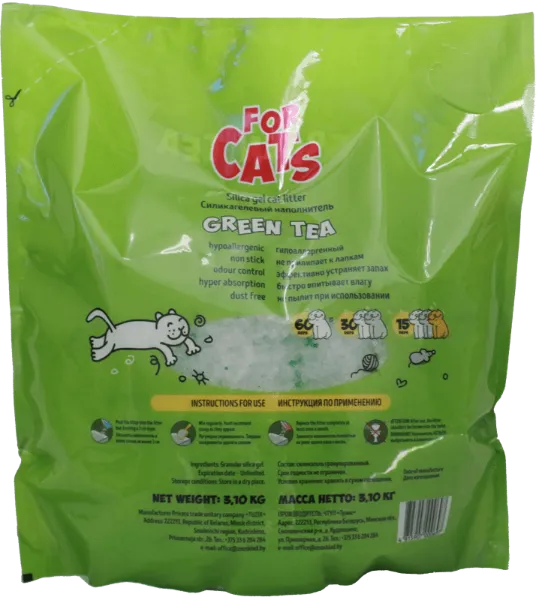 FOR CATS Наполнитель силикагелевый (зеленый чай)