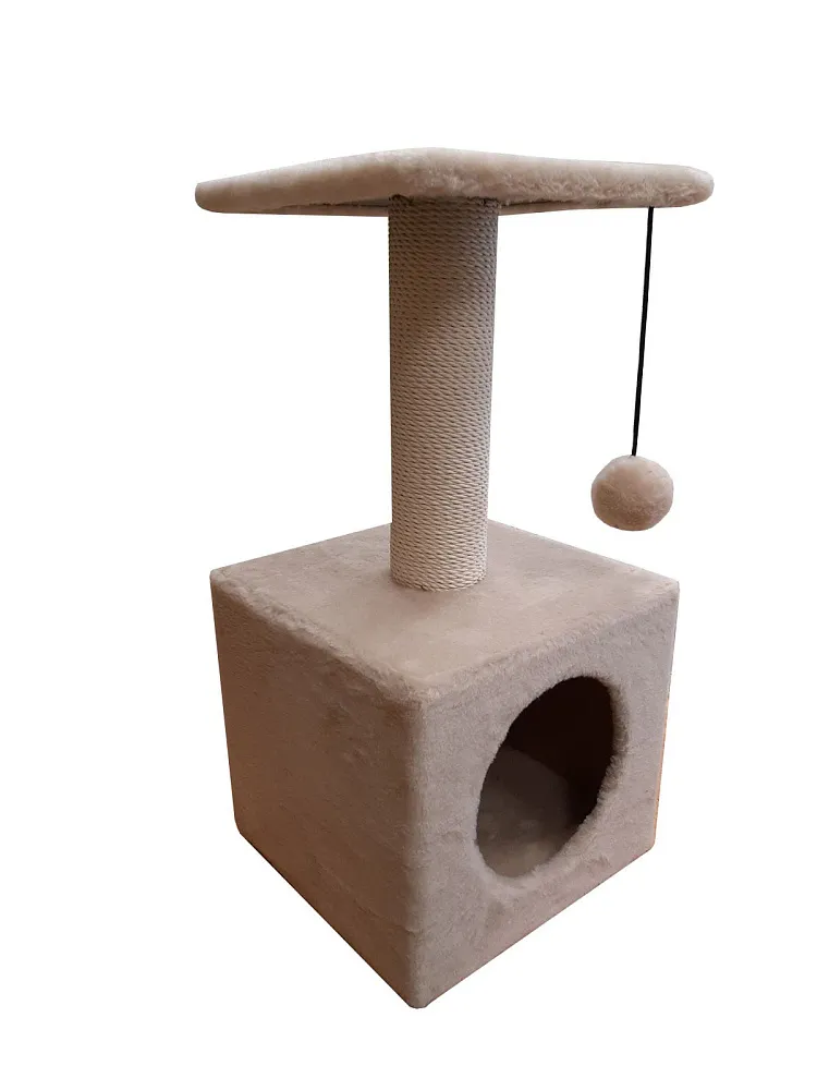 Cat House Когтеточка "Домик с полкой", 65 см, хлопок