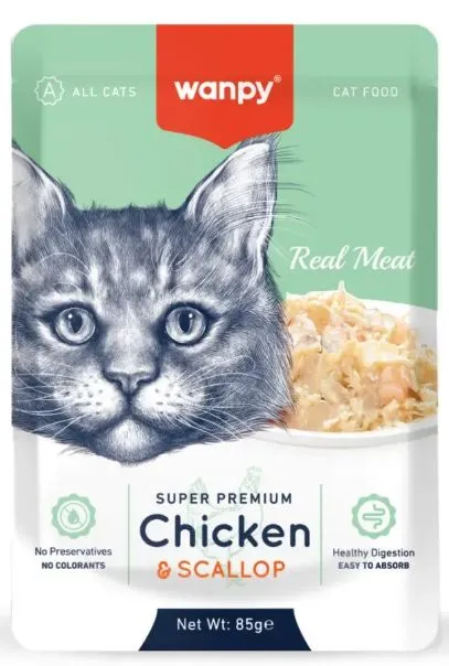 Wanpy Cat Пауч Курица и гребешок, 85 г